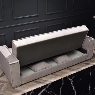 Dreisitzer-Sofa IRCHAD – grau-beige / chrom