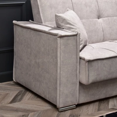 Dreisitzer-Sofa IRCHAD – grau-beige / chrom