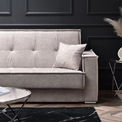 Dreisitzer-Sofa IRCHAD – grau-beige / chrom