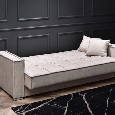 Dreisitzer-Sofa IRCHAD – grau-beige / chrom