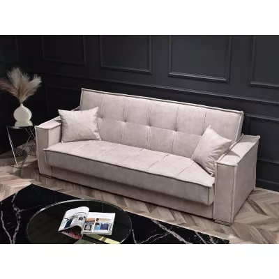Dreisitzer-Sofa IRCHAD – grau-beige / chrom
