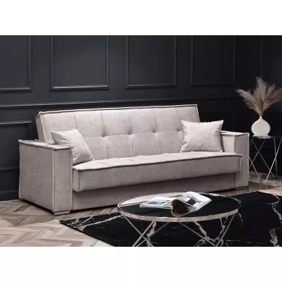 Dreisitzer-Sofa IRCHAD – grau-beige / chrom