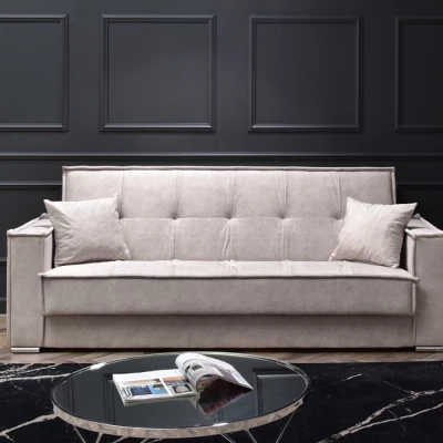 Dreisitzer-Sofa IRCHAD – grau-beige / chrom