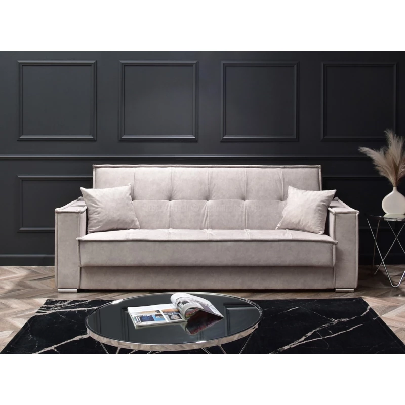 Dreisitzer-Sofa IRCHAD – grau-beige / chrom