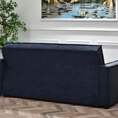 Dreisitzer-Sofa IRCHAD – Dunkelblau/Chrom
