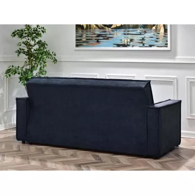 Dreisitzer-Sofa IRCHAD – Dunkelblau/Chrom