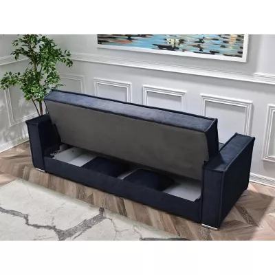 Dreisitzer-Sofa IRCHAD – Dunkelblau/Chrom