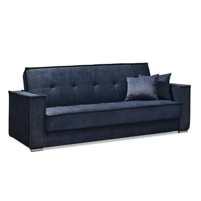Dreisitzer-Sofa IRCHAD – Dunkelblau/Chrom