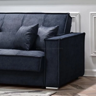 Dreisitzer-Sofa IRCHAD – Dunkelblau/Chrom