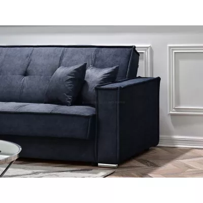 Dreisitzer-Sofa IRCHAD – Dunkelblau/Chrom