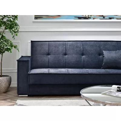 Dreisitzer-Sofa IRCHAD – Dunkelblau/Chrom