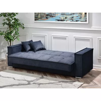 Dreisitzer-Sofa IRCHAD – Dunkelblau/Chrom