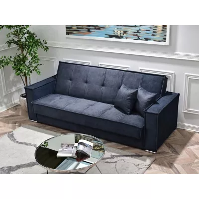 Dreisitzer-Sofa IRCHAD – Dunkelblau/Chrom