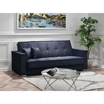 Dreisitzer-Sofa IRCHAD – Dunkelblau/Chrom
