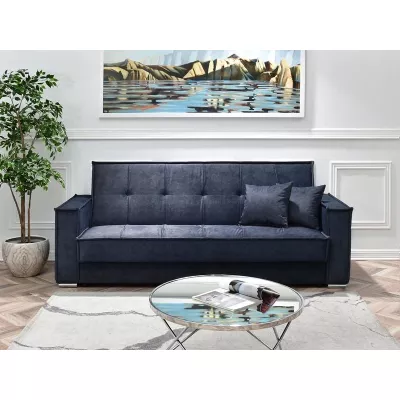 Dreisitzer-Sofa IRCHAD – Dunkelblau/Chrom