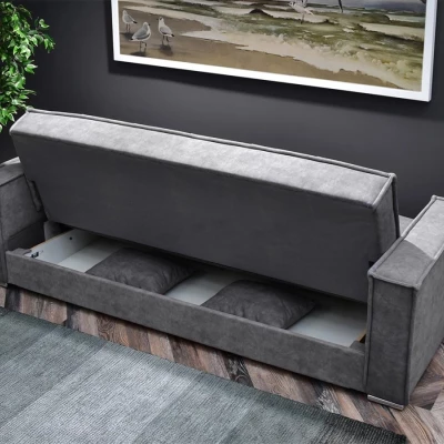Dreisitzer-Sofa IRCHAD – grau/chrom