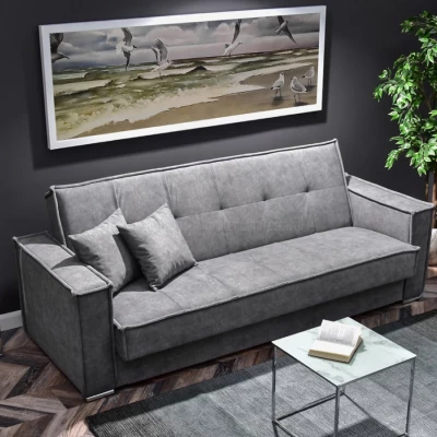Dreisitzer-Sofa IRCHAD – grau/chrom