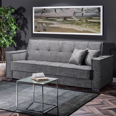 Dreisitzer-Sofa IRCHAD – grau/chrom