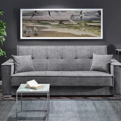 Dreisitzer-Sofa IRCHAD – grau/chrom