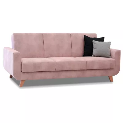 HOLMARA Schlafsofa - Puderrosa / Buche