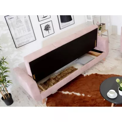HOLMARA Schlafsofa - Puderrosa / Buche