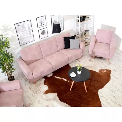 HOLMARA Schlafsofa - Puderrosa / Buche