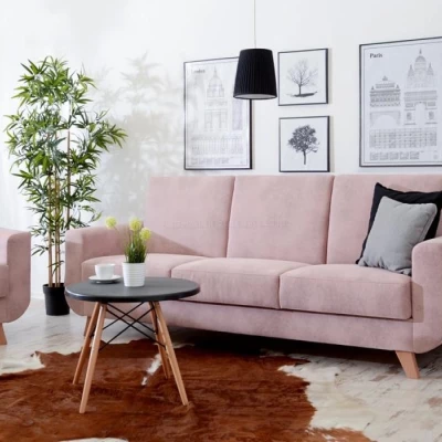 HOLMARA Schlafsofa - Puderrosa / Buche