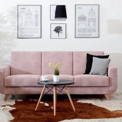 HOLMARA Schlafsofa - Puderrosa / Buche