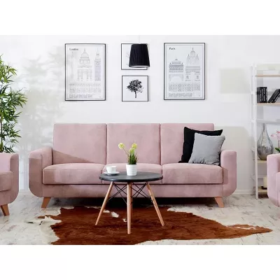 HOLMARA Schlafsofa - Puderrosa / Buche
