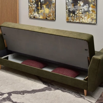 Sofa mit Stauraum ZUHURA - grün / Buche