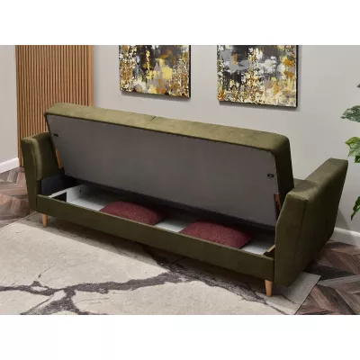 Sofa mit Stauraum ZUHURA - grün / Buche
