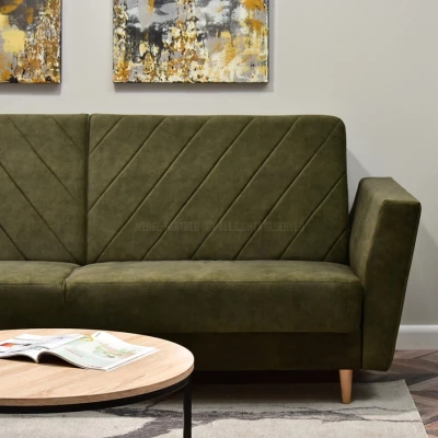 Sofa mit Stauraum ZUHURA - grün / Buche