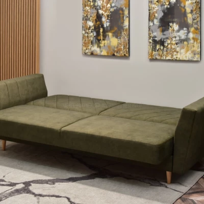 Sofa mit Stauraum ZUHURA - grün / Buche