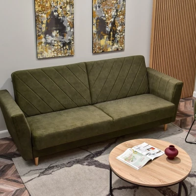 Sofa mit Stauraum ZUHURA - grün / Buche
