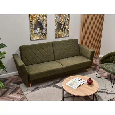 Sofa mit Stauraum ZUHURA - grün / Buche