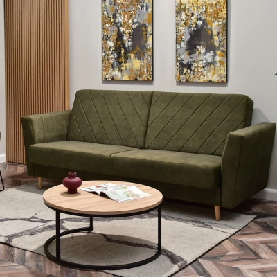 Sofa mit Stauraum ZUHURA - grün / Buche