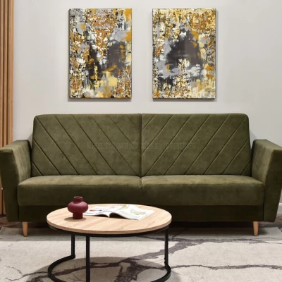 Sofa mit Stauraum ZUHURA - grün / Buche