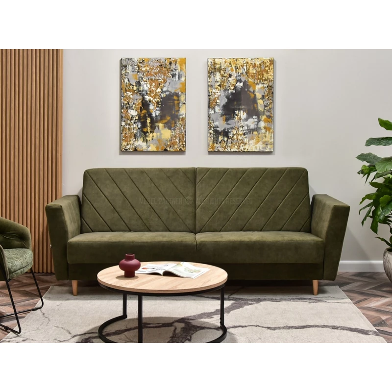 Sofa mit Stauraum ZUHURA - grün / Buche