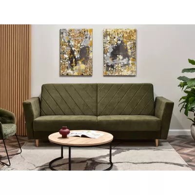 Sofa mit Stauraum ZUHURA - grün / Buche