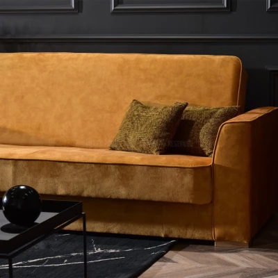 Schlafsofa EMILIANA – Senfgelb/Buche