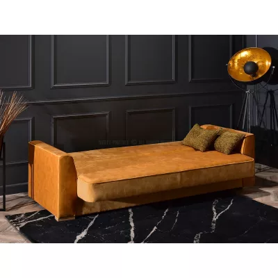 Schlafsofa EMILIANA – Senfgelb/Buche