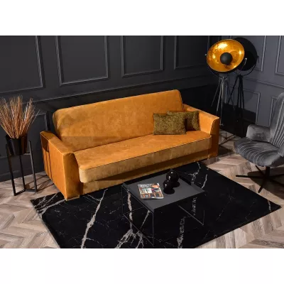 Schlafsofa EMILIANA – Senfgelb/Buche