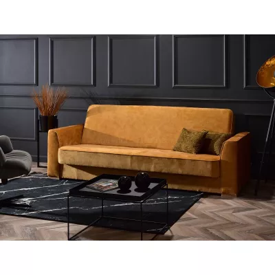 Schlafsofa EMILIANA – Senfgelb/Buche
