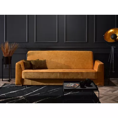 Schlafsofa EMILIANA – Senfgelb/Buche