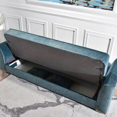 Schlafsofa EMILIANA – Türkis/Buche