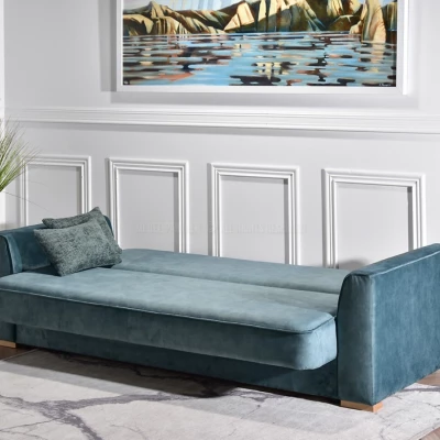 Schlafsofa EMILIANA – Türkis/Buche