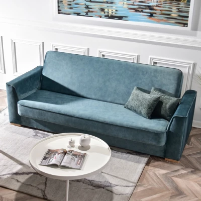 Schlafsofa EMILIANA – Türkis/Buche
