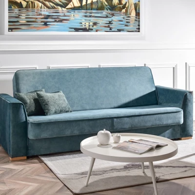 Schlafsofa EMILIANA – Türkis/Buche