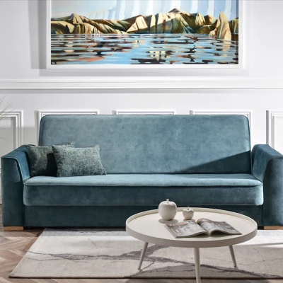 Schlafsofa EMILIANA – Türkis/Buche