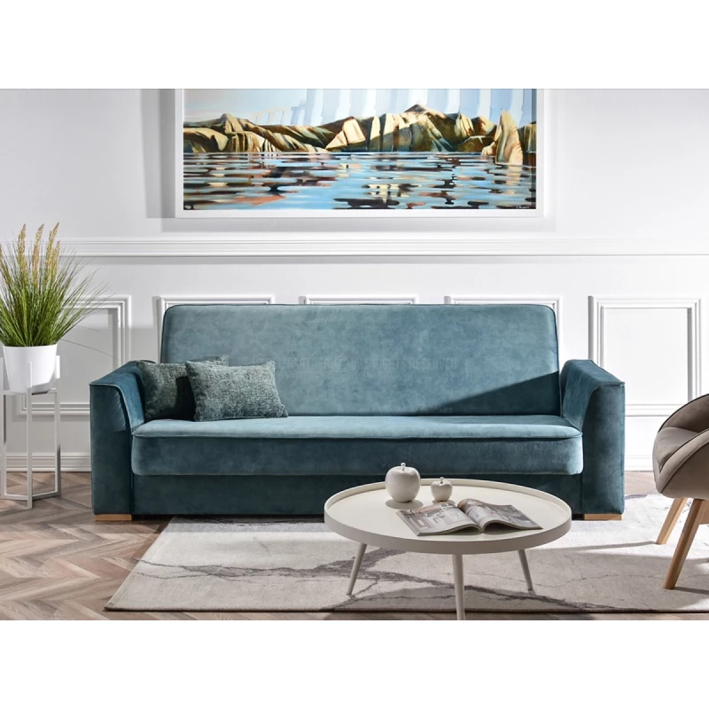 Schlafsofa EMILIANA – Türkis/Buche